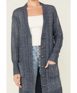 Cleo + Wolf Women's Marled Cardigan Sweater Blue 7 Cleo + Wolf Women's Marled Cardigan Sweater Blue -Cleo & Wolf Shop 2000380762 400 P3