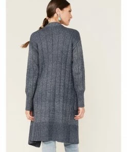 Cleo + Wolf Women's Marled Cardigan Sweater Blue 8 Cleo + Wolf Women's Marled Cardigan Sweater Blue -Cleo & Wolf Shop 2000380762 400 P4