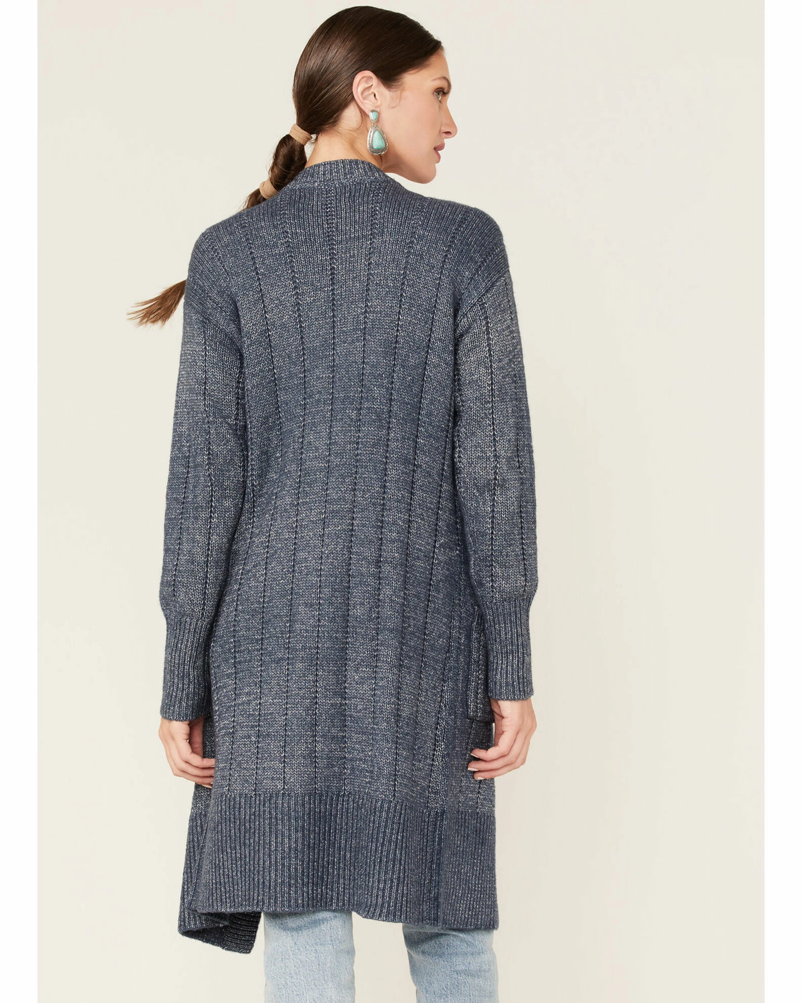 Cleo + Wolf Women's Marled Cardigan Sweater Blue 4 Cleo + Wolf Women's Marled Cardigan Sweater Blue - Image 4