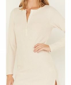 Cleo + Wolf Women's Waffle Knit Henley Dress Ivory -Cleo & Wolf Shop 2000380765 103 P3
