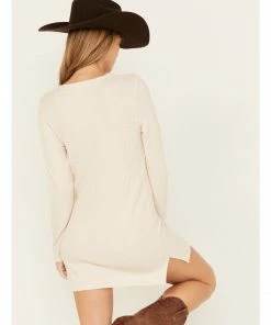 Cleo + Wolf Women's Waffle Knit Henley Dress Ivory -Cleo & Wolf Shop 2000380765 103 P4