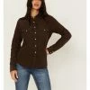 Cleo + Wolf Women's Pincord Button-Down Long Sleeve Snap Western Shirt Chocolate