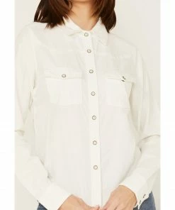 Cleo + Wolf Women's Pincord Button-Down Long Sleeve Snap Western Shirt Ivory -Cleo & Wolf Shop 2000380781 103 P3
