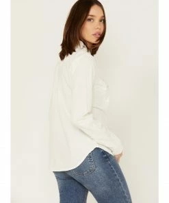 Cleo + Wolf Women's Pincord Button-Down Long Sleeve Snap Western Shirt Ivory -Cleo & Wolf Shop 2000380781 103 P4