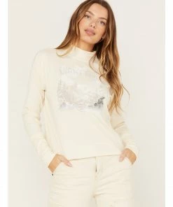 Cleo + Wolf Women's Mock Neck Tee Off White