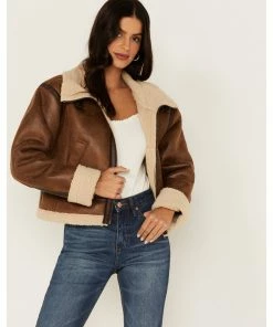 Cleo + Wolf Women's Faux Shearling Jacket Brown