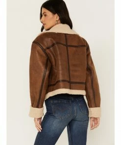 Cleo + Wolf Women's Faux Shearling Jacket Brown -Cleo & Wolf Shop 2000381611 200 P4